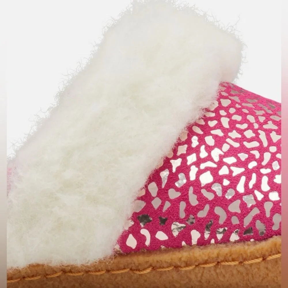 Sorel‎ Nakiska Slide II Faux Fur Slippers Youth Size 6/EU 38 - Cactus Pink - NWB